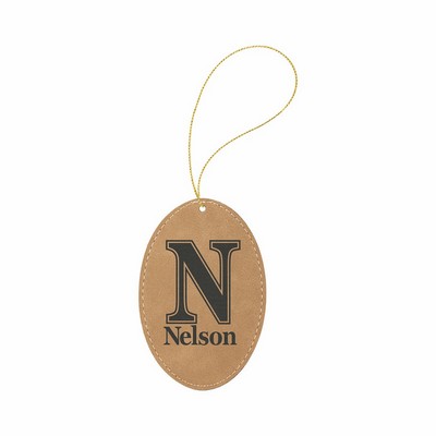 Light Brown Leatherette Oval Ornament