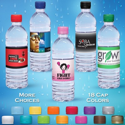 16.9 oz. Custom Label Spring Water w/ Red Flat Cap - Clear Bottle