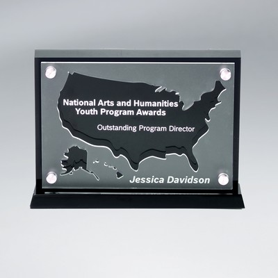Frosted Lucite Cutout on Risers Award with Choice of State or Stock Shape