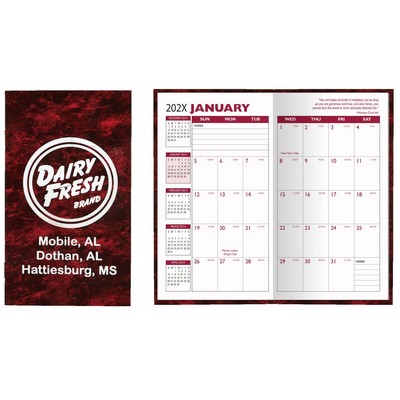 Cardstock Marble Cover Monthly Pocket Planner