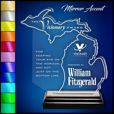 7" Michigan Clear Acrylic Award with Mirror Accent