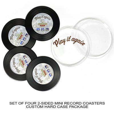 2-Sided Mini Record Coasters - Sets of 4 - Custom Hard Case