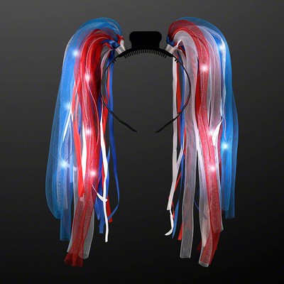 Red, White & Blue LED Noodle Headbands - BLANK