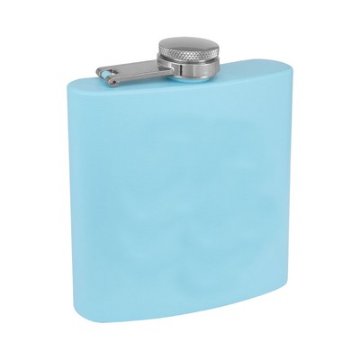 6 Oz. Light Blue Matte Powder Coated Stainless Steel Flask