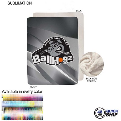 48 Hr Quick Ship - Sherpa Faux Wool Lined Micro Mink Throw, Sublimated Edge to Edge 1 Side (60"x80")