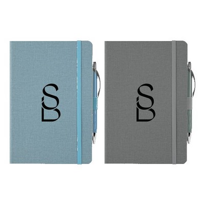 Crosshatch PU Notebook With Pen