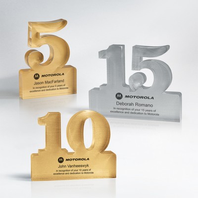 Two-digit Year Brushed Metallic Finish Anniversary Standing