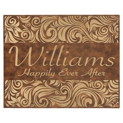 16" x 20" Rustic/Gold Leatherette Wall Decor with Sawtooth Hanger