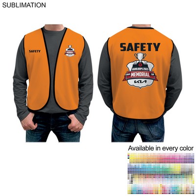 Domestic Made SAFETY Poplin Vest, Fully Sublimated Front And Back, Available in Every Color
