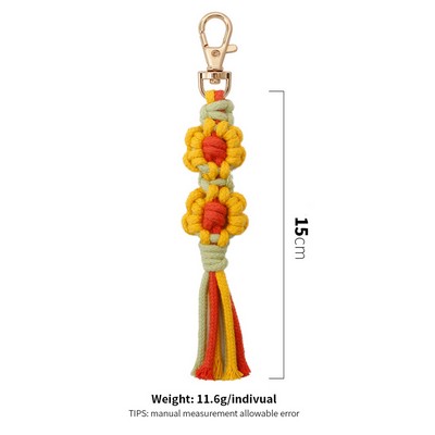 Handmade Crochet Daisy Flower Tassel Keychain