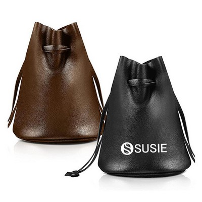 Small PU Leather Drawstring Pouch