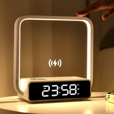 Alarm Clock Lamp, Wake-Up Light with Sunrise Simulation, Bedside Lamp , Table Lamp Wireless Charger