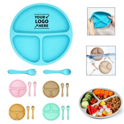 Silicone Baby Plates w/Forks and Spoons