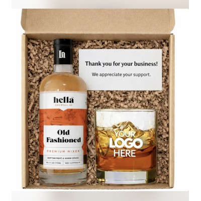 Old Fashioned Cocktail Gift Box with Custom Logo Glass