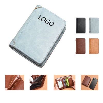 Multi Functional Thin and Short Leather Wallet