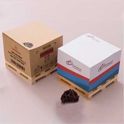 3" x 3" 750 Sheets Self Adhesive Note Cube with Wooden Pallet