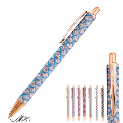 Glitter Waves Patten Click Metal Pen