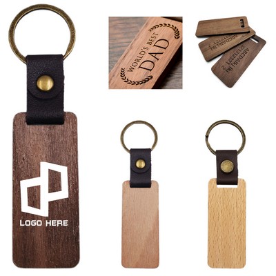 Wood Tag Brass Keychain