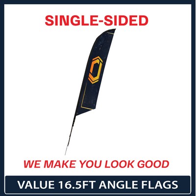 Value 16.5' Angle Flag - Single Sided w/Spike Base and Carry Bag