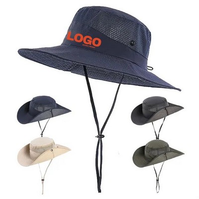 Men's Outdoor Fishing Sun Bucket Hat with Mesh Top