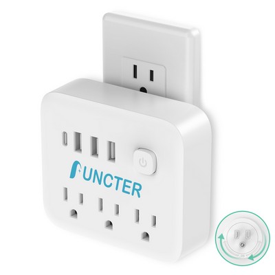7" 1 Multi Wall Outlet Splitter w/ 180° Rotating Plug