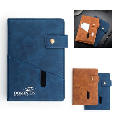 A5 PU Leather Notepad with Phone Pocket
