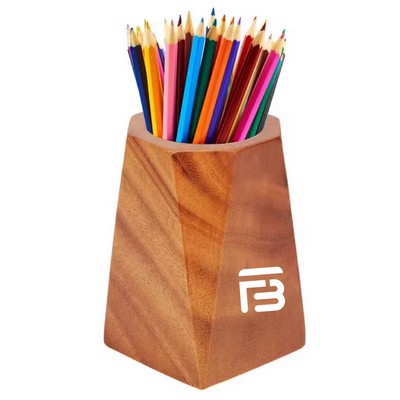 Wooden Desk Pen Holder
