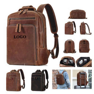 Classic Leather Laptop Backpack