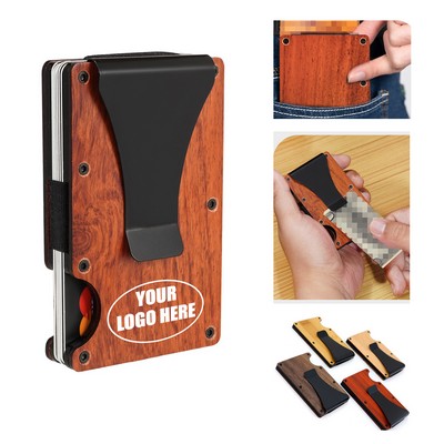 Wooden RFID Aluminum Credit Card Case