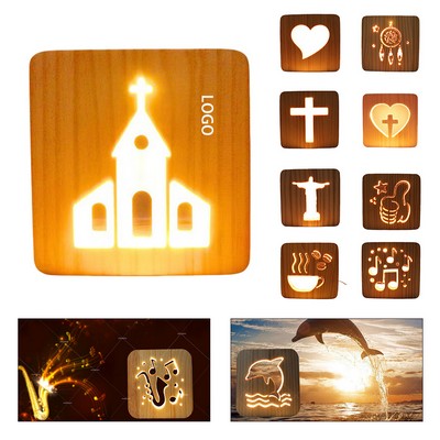 Handcrafted Pinewood Night Lamp