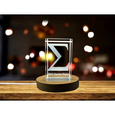 Sigma Symbol Crystal Trophy Award w/LED Base - Mathematical Elegance