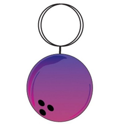 Purple Bowling Ball Key Chain w/Clear Mirrored Back (3 Square Inch)