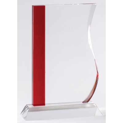 Red Wave Glass Award, 7 1/2"H
