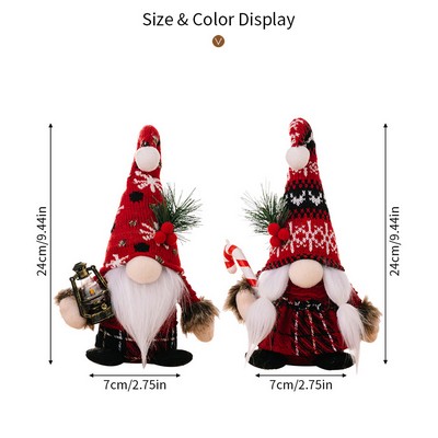 Christmas Rudolph Plush Pom Knit Curved Hat Gnome Figurine