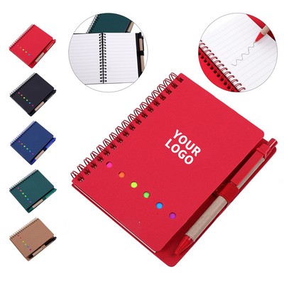 Spiral Bound Notebook Set With Ballpoint Pen And Sticky Notes