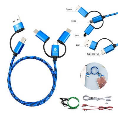 6-in-1 Multifunctional 3A Fast Charging Nylon Braided Cord