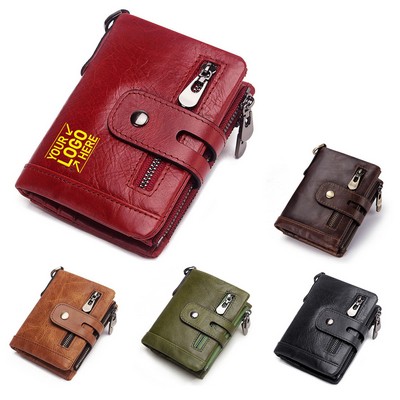 Tri-Fold Leather Mini Wallet