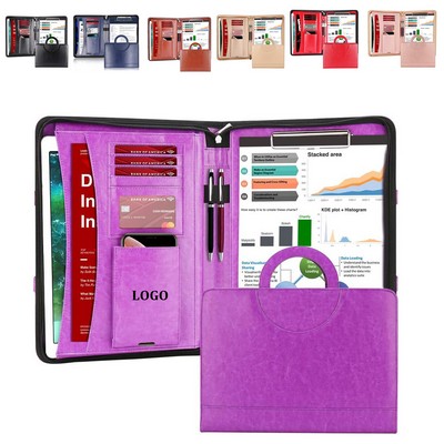 Zippered Leather Padfolio Portfolio