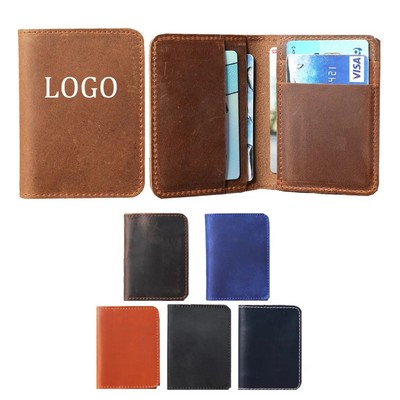 Crazy Horse Leather Credit Card Holder Wallet