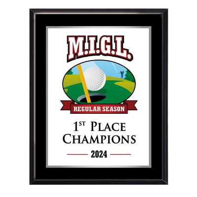 5" x 7" Black Matte Finish Plaque w/Full Color Sublimated Imprint and Back Plate