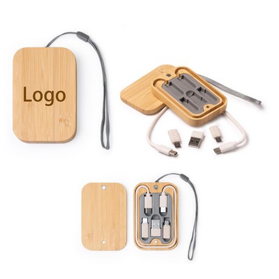 New Bamboo Case 6 - in - 1 Charging Cable Set with Wireless Charger