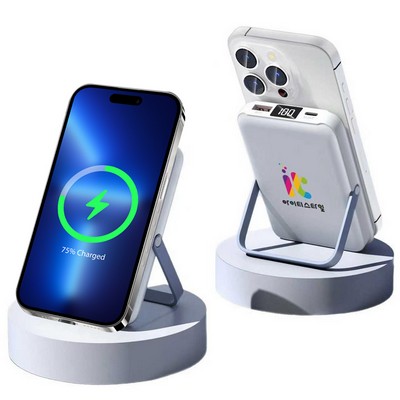 Magnetic Power Bank 10000mAh , PD 22.5W Fast Charge,Foldable Stand,Dual USB Output,LED Display