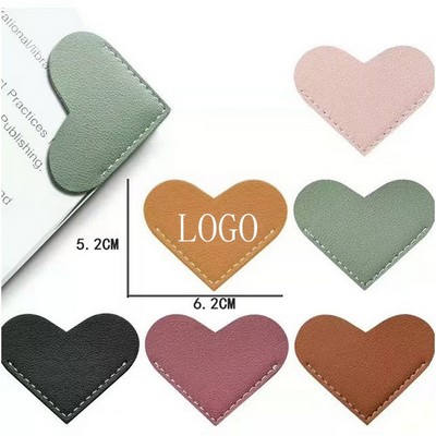 Heart Shaped Pu Leather Bookmark Portable Student Bookmark