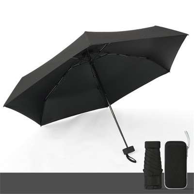 90cm Arc 5-Fold Mini Umbrella, 6 Ribs Lightweight Pocket Umbrella, UV Protection Sun & Rain Dual Use
