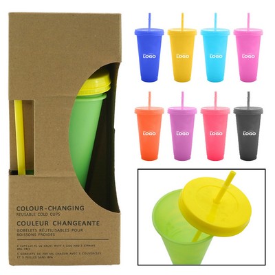 Shining Double Wall Plastic Straw Cup