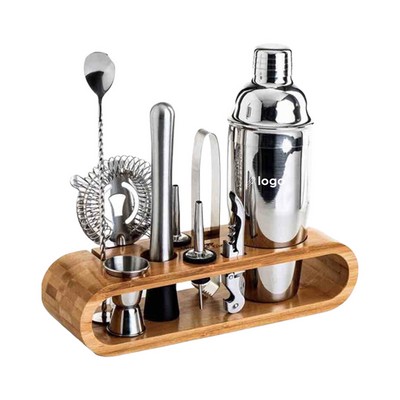 9In1 Stainless Steel Bar Professional Bartending Set W/ Base