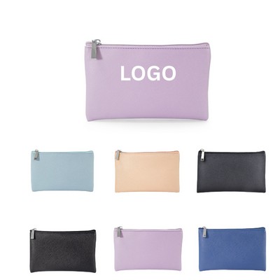 Minimalist PU Leather Flat Zipper Pouch