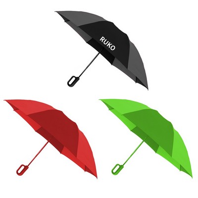 46" Arc Carabiner Handle Inverted Auto-Open Reverse Closing Folding Umbrella