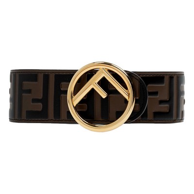 Fendi F is Fendi FF Calfskin Brown Zucca Leather Belt 80
