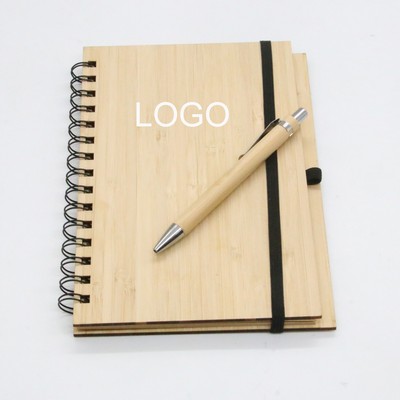 A5 Bamboo Cover Coil Notebook Creative Student Stationery